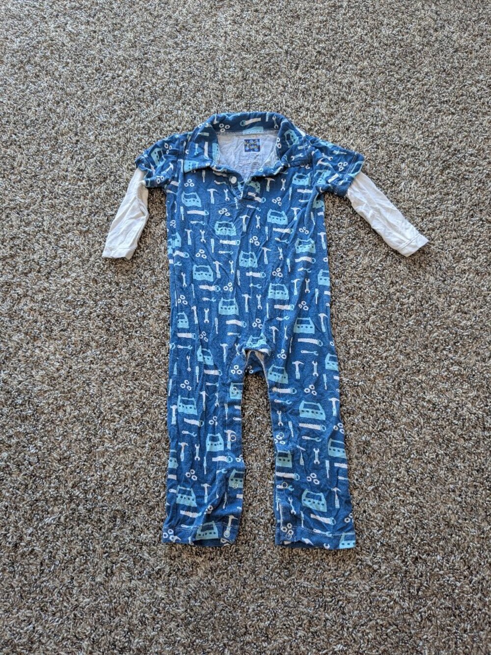 Kickee Pants Bamboo Long Sleeve Footless Romper Size 12-18 Months